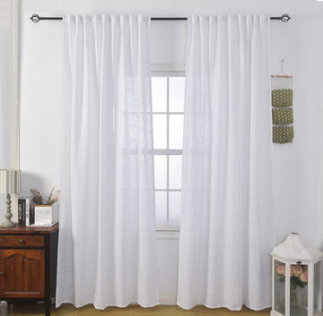 וילון השחלה דגם לידור עשוי דמוי פשתן בצבע לבן