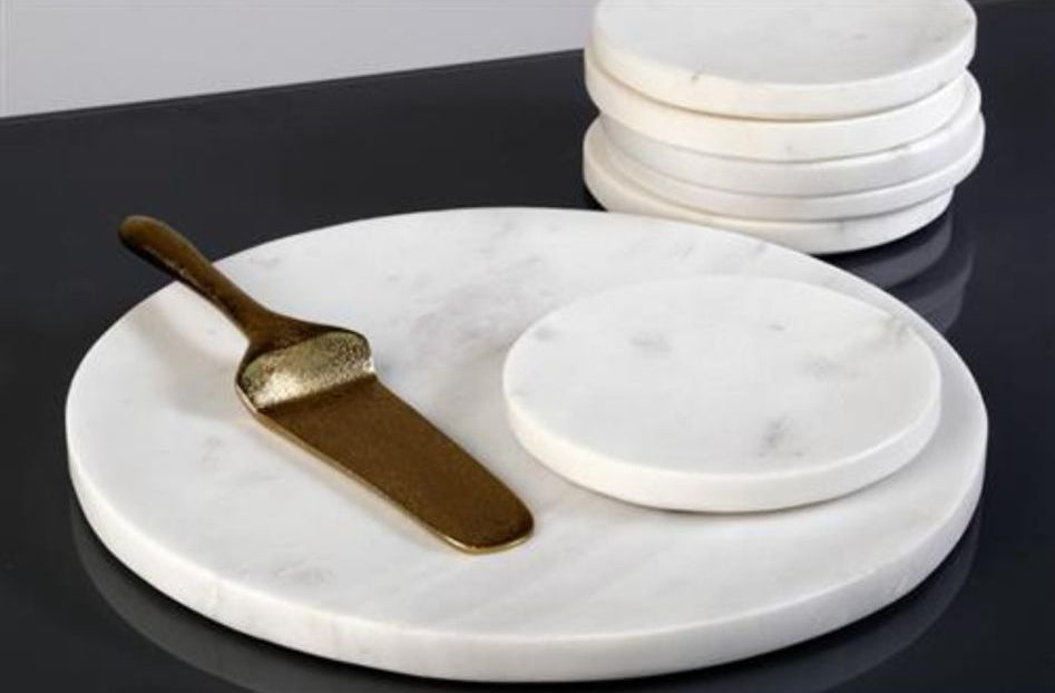 סט עוגה 8 חלקים עשוי שיש בצבע לבן יוקרתי