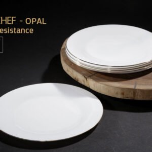 כלי שולחן OPAL עגול עם פס דקורטיבי – צלחת עגולה פס זהב 25 ס"מ בצבע לבן זהב / לבן