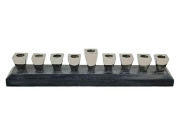 חנוכיה עשויה BRASS כסוף בשילוב שיש בגוון כהה