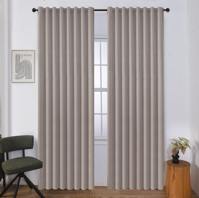 וילון השחלה דגם יעל עשוי פוליאסטר בצבע חום קפה