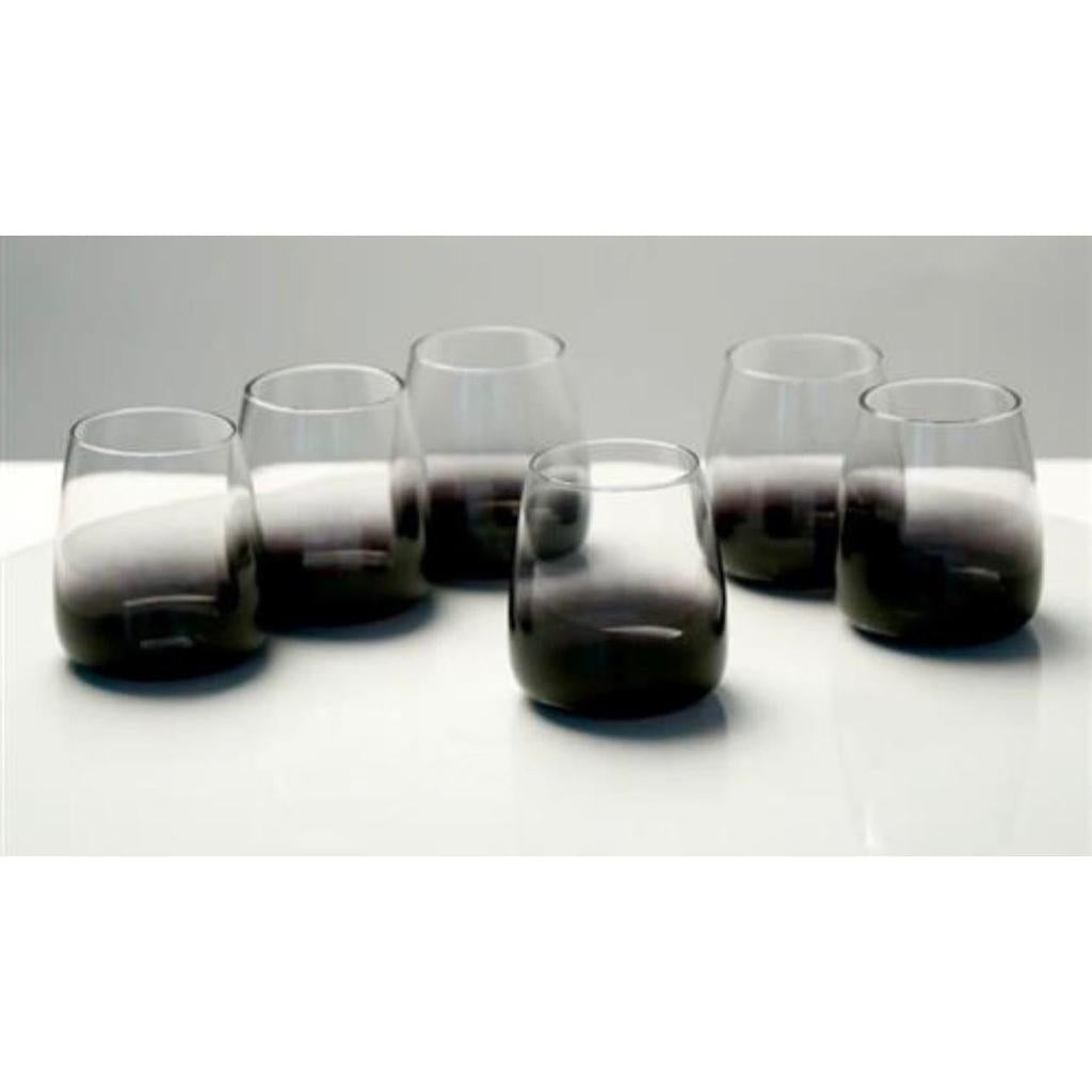 סט 6 כוסות שתיה עשוי קריסטל שקוף בשילוב שחור 400ML