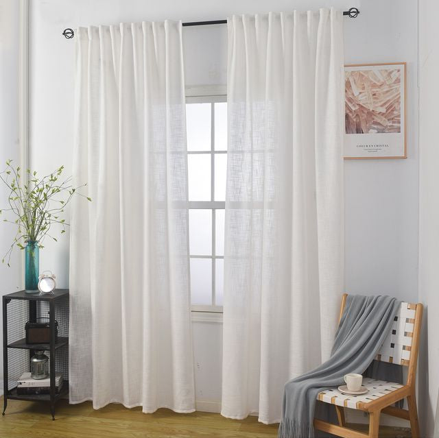 וילון השחלה דגם לידור עשוי דמוי פשתן בצבע שמנת