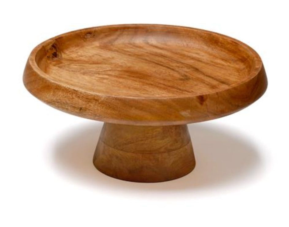 כלי הגשה לעוגה על רגל עשוי עץ חום מיוחד 26X26X13 ס"מ