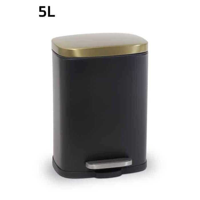 פח שירותים ומקלחת מלבני ANTI SLIP שחור וזהב 5L