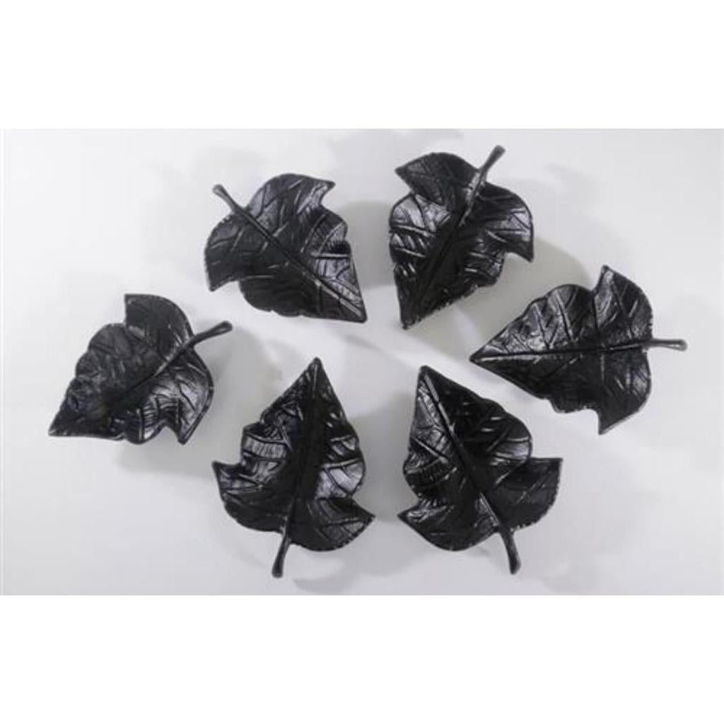 סט 6 קעריות הגשה BRSS BLACK בצורת עלה שחור 17X12X3
