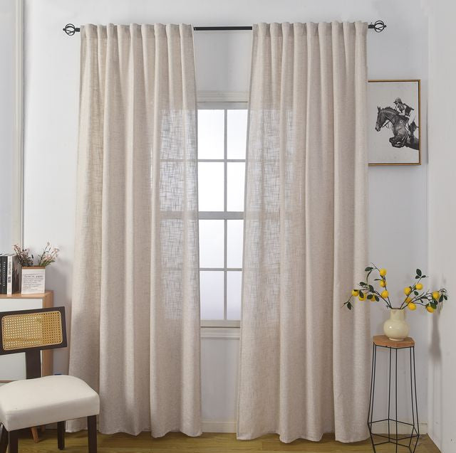 וילון השחלה דגם לידור עשוי דמוי פשתן בצבע אבן