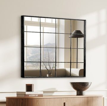 מראת קיר מעוצבת ריבועים בצבע שחור מיוחד