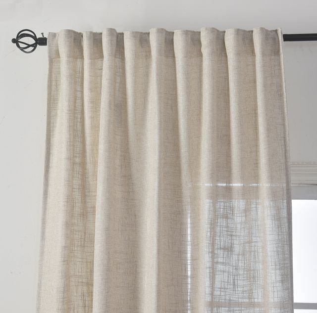 וילון השחלה דגם לידור עשוי דמוי פשתן בצבע אבן