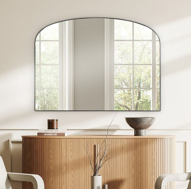 מראת קיר חצי מעוגלת בעיצוב יוקרתי ומיוחד 100X75 ס"מ