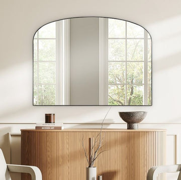 מראת קיר חצי מעוגלת בעיצוב יוקרתי ומיוחד 100X75 ס"מ