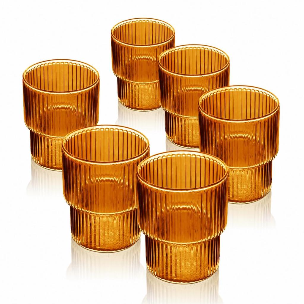 סט 6 כוסות זכוכית Amber לשתייה חמה לשולחן אירוח מעוצב - בי יוניק - עיצוב הבית