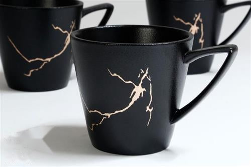 מאג פורצלן שיש שחור New Bone China סדרת Simple Moka