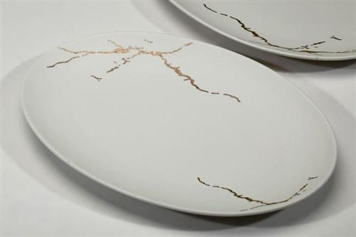 פלטה אובלית שיש שחור New Bone China סדרת Simple Moka - 32.5CM