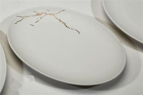 פלטה אובלית שיש שחור New Bone China סדרת Simple Moka - 32.5CM