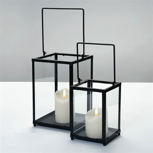 זוג עששיות לנרות ARMAND BLACK - 17.5×17.5×45CM 13.5×13.5×34CM