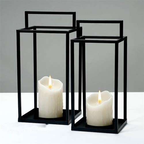 זוג עששיות לנרות ARMAND BLACK - 17.5×17.5×45CM 13.5×13.5×34CM