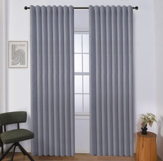 וילון השחלה דגם יעל עשוי פוליאסטר בצבע אפור