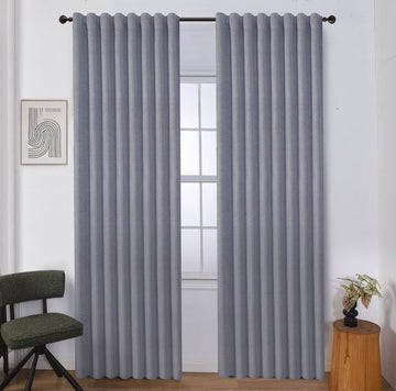 וילון השחלה דגם יעל עשוי פוליאסטר בצבע אפור