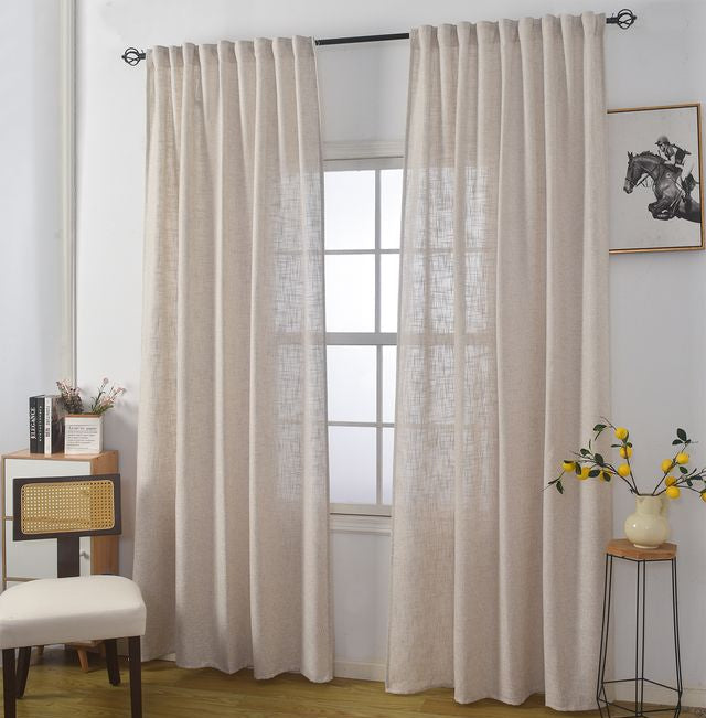 וילון השחלה דגם לידור עשוי דמוי פשתן בצבע אבן