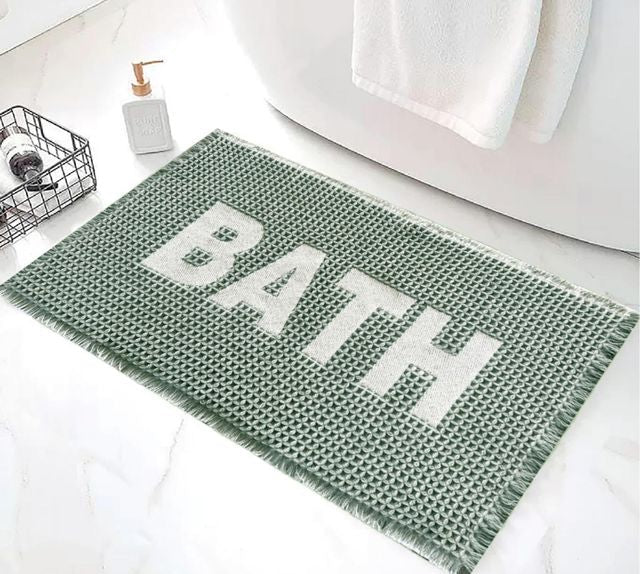 שטיח אמבטיה דגם קוסטה עשוי פוליאסטר בצבע ירוק מרווה