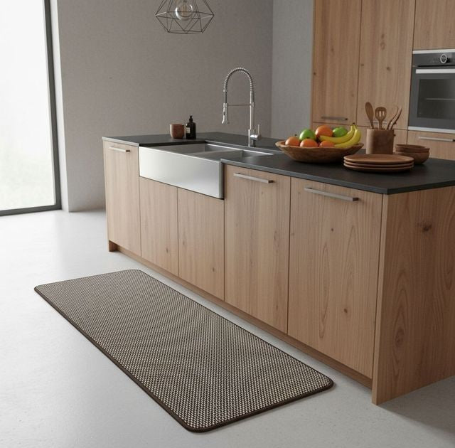 שטיח דגם שרלוט עשוי בד שאניל בשילוב גומי בצבע שחור