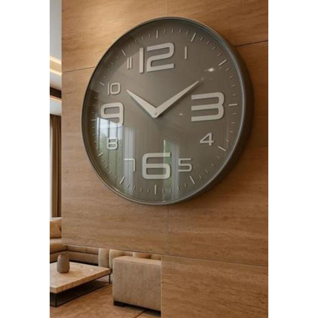 שעון קיר מעוצב בצבע אפור מיוחד 51X51X4.5 ס"מ