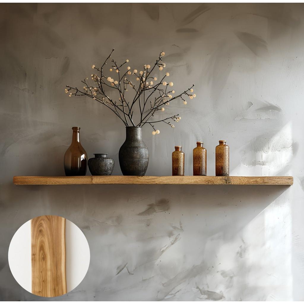 מדף צף עשוי עץ מלא בצבע חום יוקרתי 