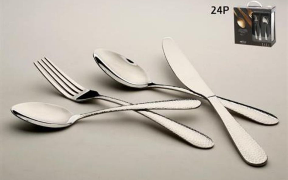 סט סכו"ם 24 חלקים עשוי נירוסטה בגוון כסף