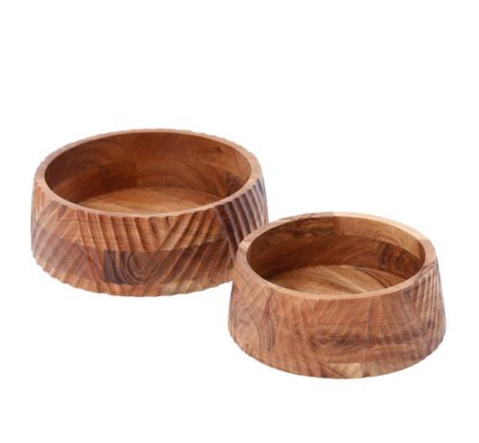 סט 2 קעריות עגולות עשויות עץ בעיצוב יוקרתי