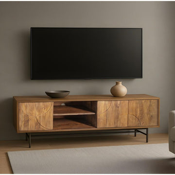 מזנון דגם רויאל עשוי עץ טבעי מעוצב דלתות ומדפים
