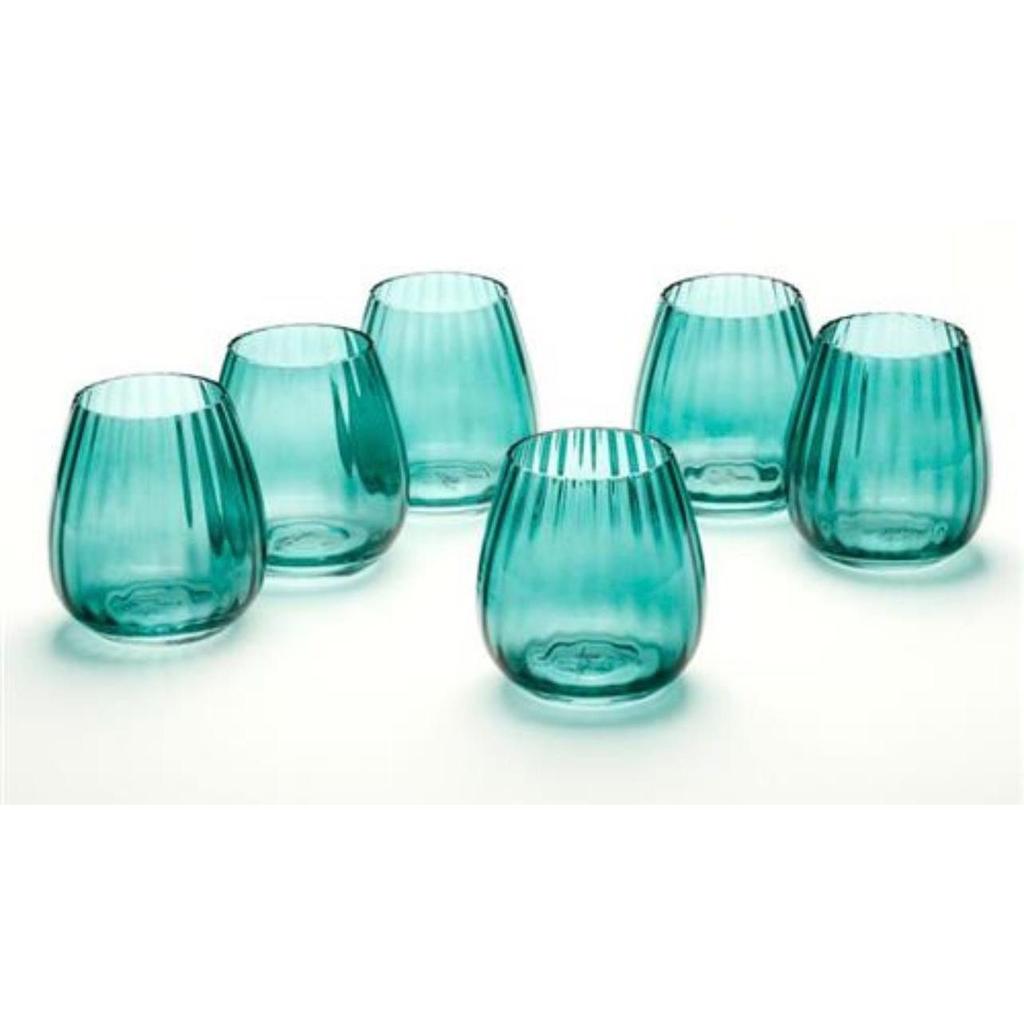סט 6 כוסות שתיה מעוצבות בגוון טורקיז מיוחד 380ML