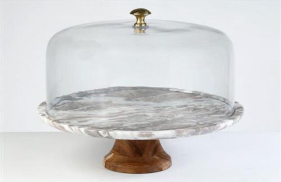 פעמון עוגה עשוי שיש בגווני אפור ולבן מיוחדים 33X33X25 ס"מ