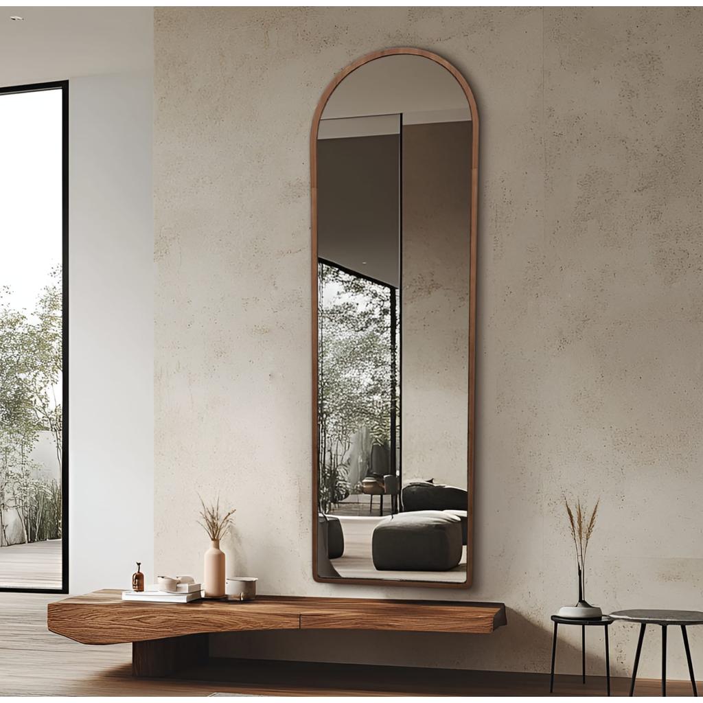 מראת גוף חצי מעוגלת בשילוב מסגרת עץ מרשימה 160X50 ס"מ