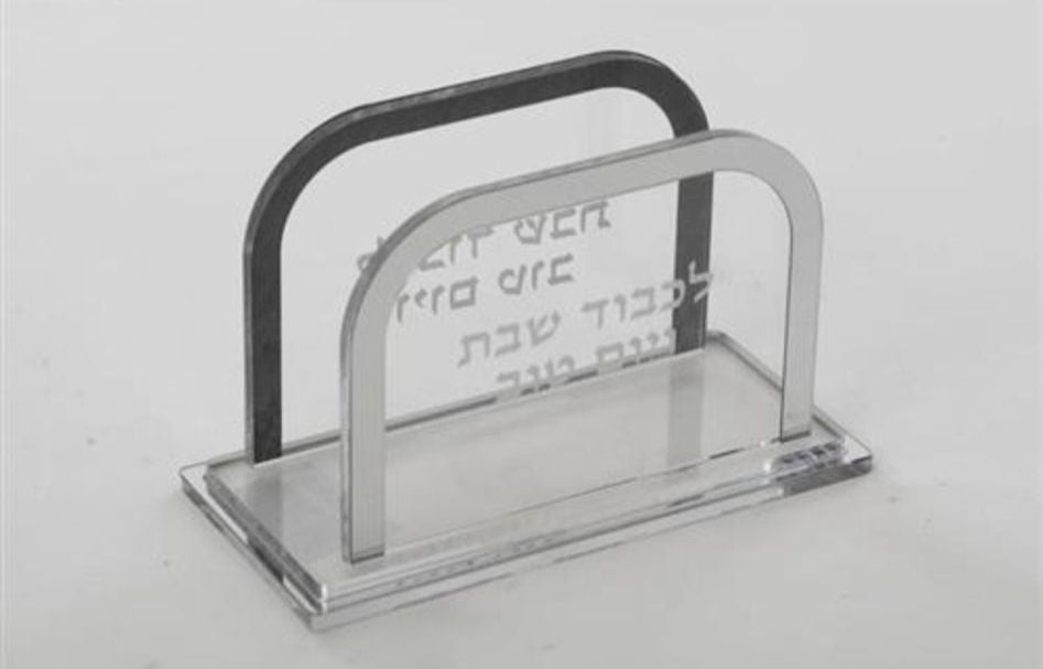 מעמד מפיות עשוי אקריליק שקוף בשילוב כסף קלאסי