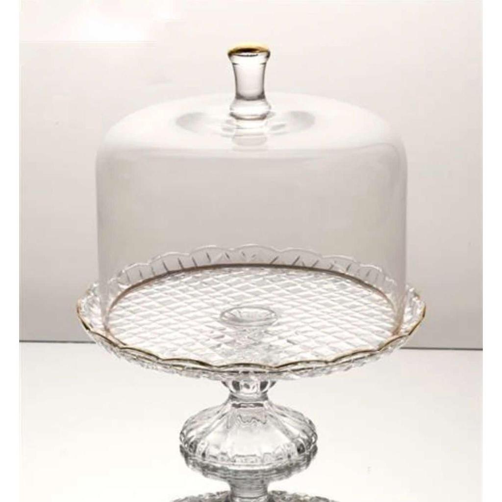 פעמון עוגה עשוי קריסטל יוקרתי ופס זהב 33X27X27 ס"מ