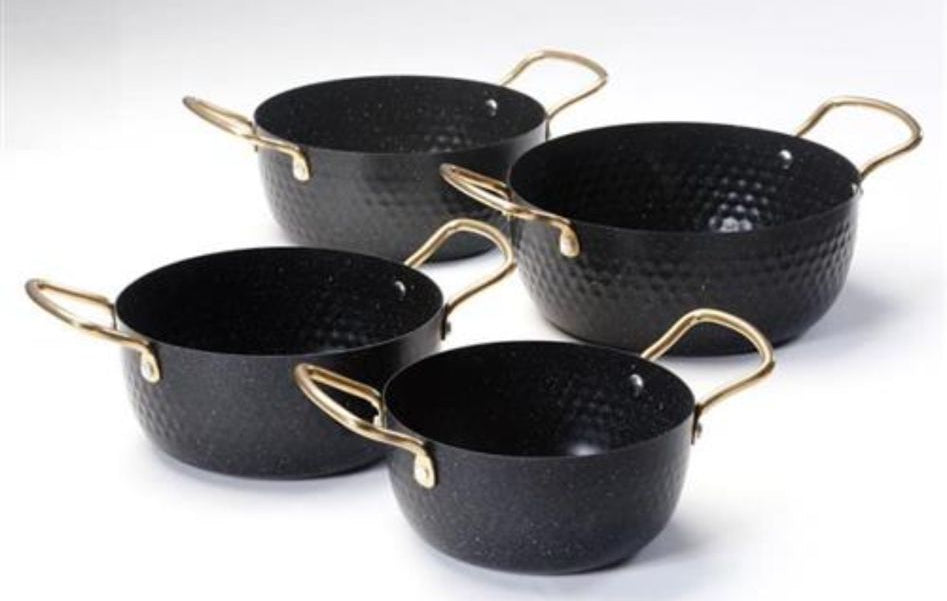 סט 4 קערות הגשה עשויות נירוסטה בצבע שחור יוקרתי