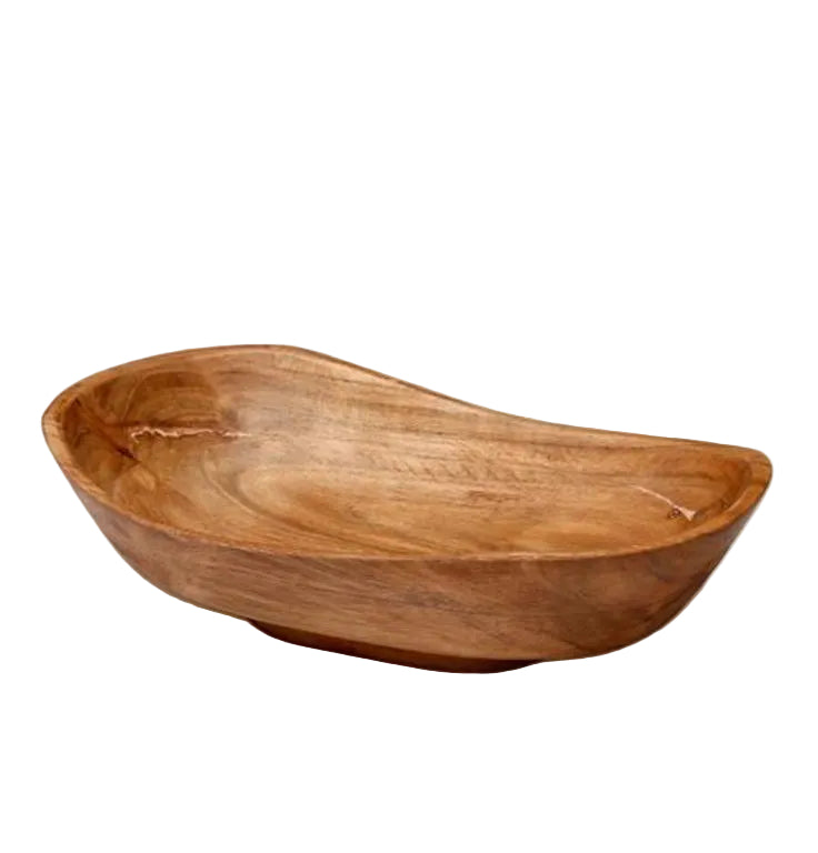 קערת הגשה לפירות עשויה עץ יוקרתי בצבע חום 29X17X8 ס"מ