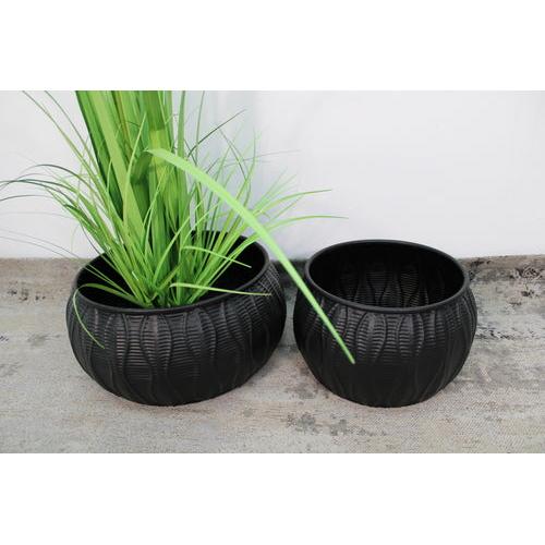 סט 2 מעמדים לעציצים עגולים עשויים מתכת בגוון שחור 