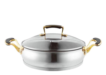 סוטאז' נירוסטה בציפוי נון סטיק בצבע כסף וידיות זהב 3.1L