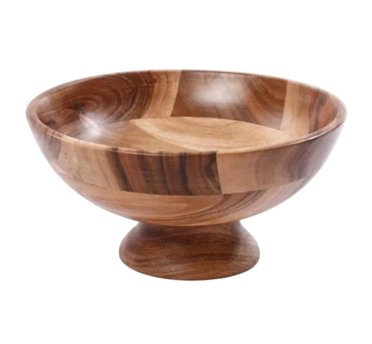 קערת הגשה על רגל עשויה עץ בעיצוב יוקרתי 25X25X13 ס"מ