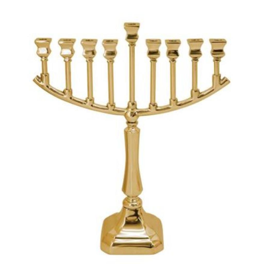 חנוכיה עשויה BRASS בצבע זהב מרהיב 35X14X50 ס"מ