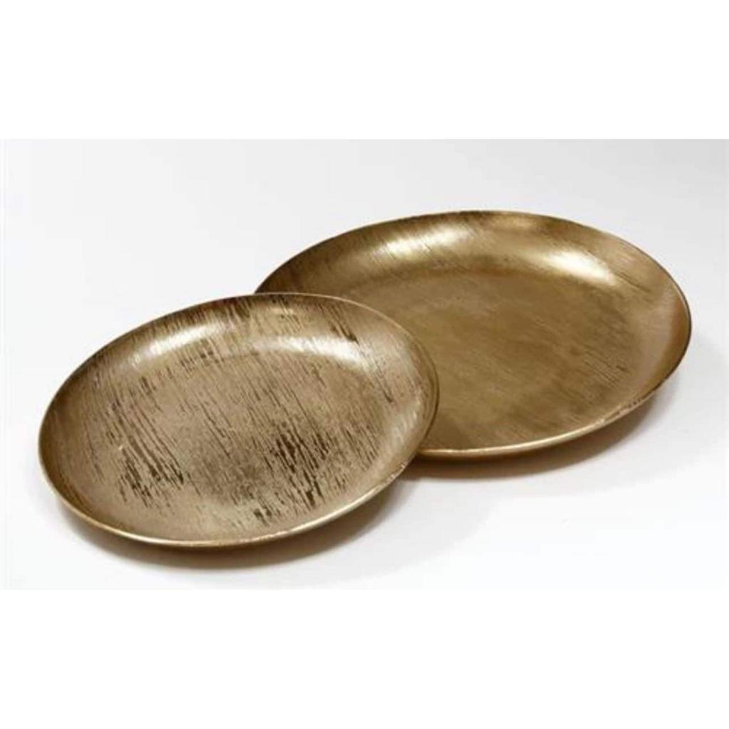 זוג מגשים עגולים עשויים BRASS בצבע זהב מיוחד 26.5X26.5X2.5 ס"מ