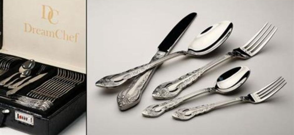 סט סכו"ם 72 חלקים עשוי נירוסטה בשילוב עטורים יוקרתיים