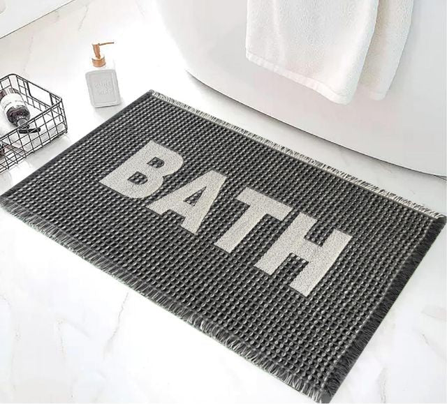 שטיח אמבטיה דגם קוסטה עשוי פוליאסטר בצבע אפור