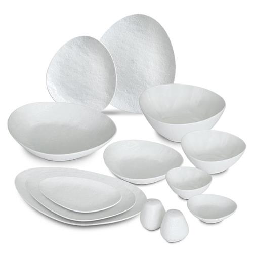 מערכת אוכל סרוויס 50 חלקים פורצלן New Bon China לבן