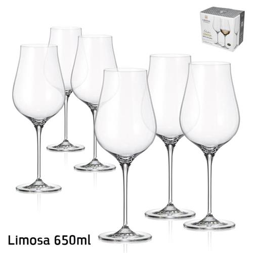 גביעי יין LIMOSA בוהמיה קריסטל 650 מ"ל – 18 יחידות