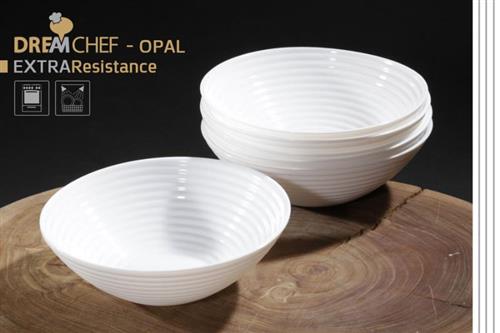 כלי שולחן OPAL עגול בעיצוב פסים – מרקית עגולה פסים 18×6 ס"מ בצבע לבן