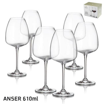 גביעי יין ANSER בוהמיה קריסטל 610 מ"ל – 18 יחידות