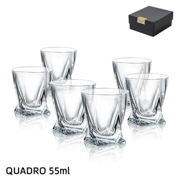 כוסיות ליקר QUADRO קריסטל בוהמיה 55 מ"ל – 18 יחידות